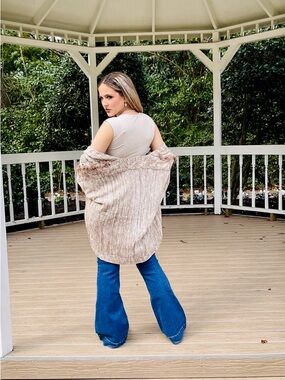 Cozy Oversized Cream Marled Cardigan